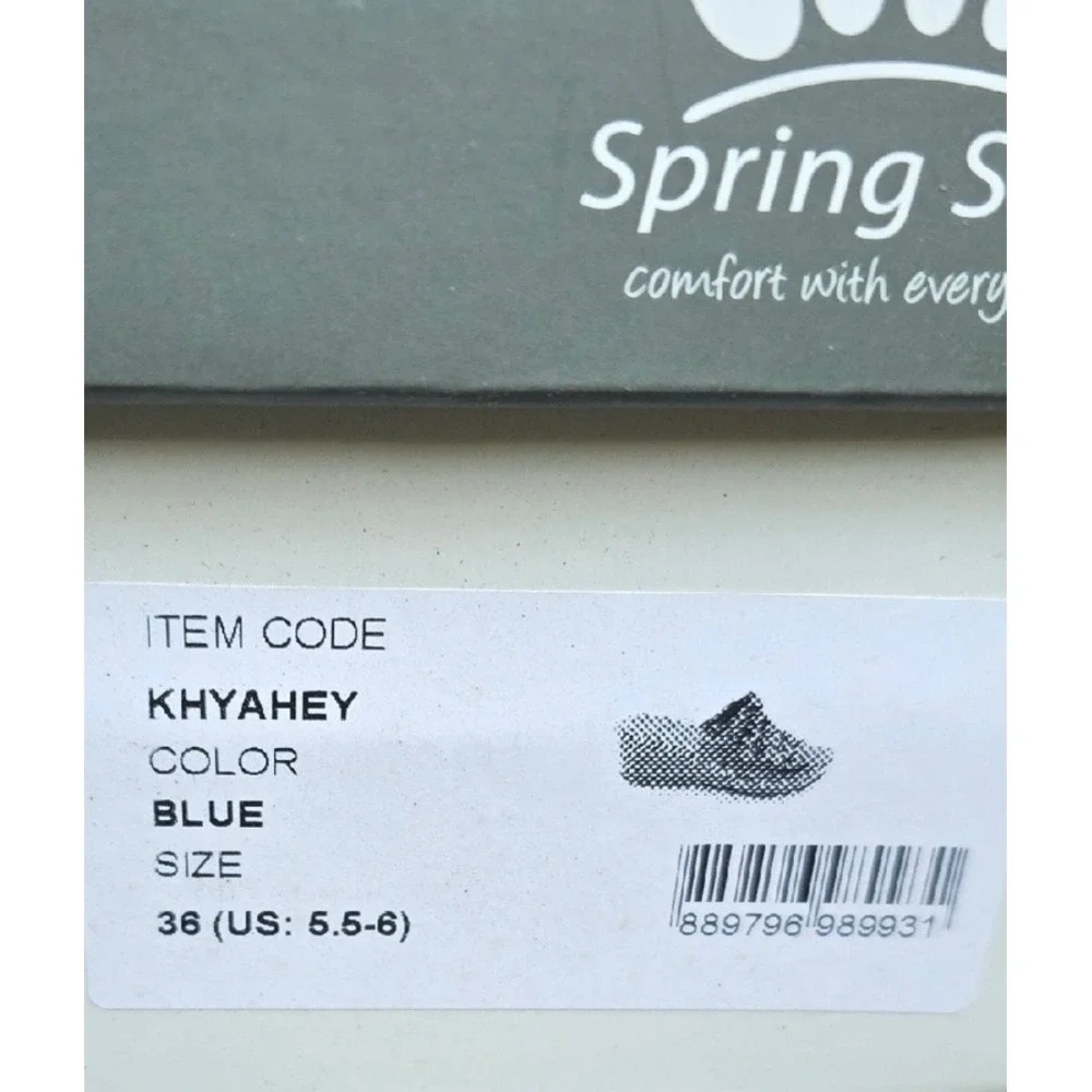 Spring Step Khyahey Blue Leather Laser Cut Wedge Sandals Mules Women 36 US 5.5-6